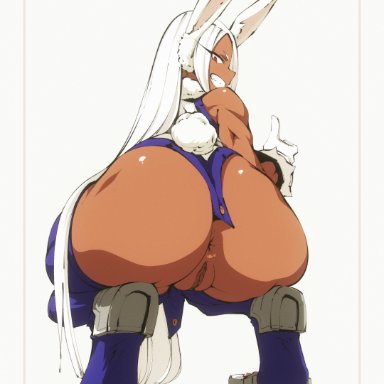 boku no hero academia, my hero academia, miruko, rumi usagiyama, flou, 1girls, animal ears, anus, big ass, brown skin, bunny ears, bunny tail, dark-skinned female, dark skin, fur