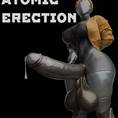 atomic heart, the twins (atomic heart), knyaz, 1futa, android, android girl, arms behind back, ballsack, big balls, big breasts, big cock, big penis, breasts, busty, cock