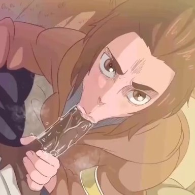 attack on titan, shingeki no kyojin, gabi braun, onyankopon, d-art, kassioppiava, rigid3d, 1boy, 1girls, :&gt;=, big ass, big penis, blowjob, blowjob face, blue pants