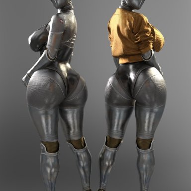 atomic heart, focus entertainment, mundfish, left (atomic heart), right (atomic heart), the twins (atomic heart), mrmasskie, 2girls, android, android girl, ass, athletic, athletic female, ballerina, big ass