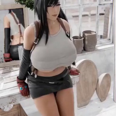 final fantasy, final fantasy vii, square enix, tifa lockhart, milkygirls, 1futa, big breasts, big penis, black hair, cum, futa only, futanari, orgasm, solo, solo futa