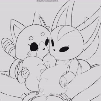 aggretsuko, fenneko, retsuko, superbinario, anthro, cum, cum on breasts, cum on face, double paizuri, ejaculation, ejaculation between breasts, paizuri, animated, tagme