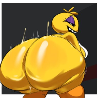 five nights at freddy's, five nights at freddy's 2, toy chica (fnaf), chipchell, 1girls, animatronic, anthro, ass, big ass, black sclera, bouncing ass, bubble butt, dat ass, dumptruck ass, fat ass