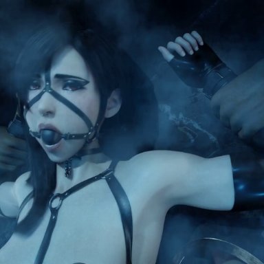 final fantasy, final fantasy vii, tifa lockhart, gifdoozer, bondage, chained to wall, eyes rolling back, moaning, multiple males, restrained, sex toy, 3d, 3d animation, animated, sound