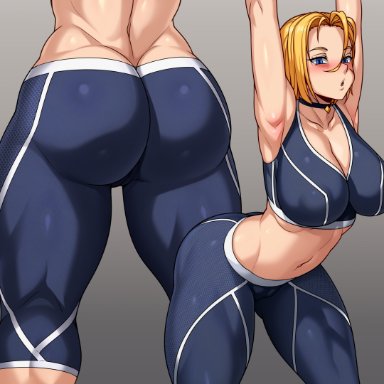 street fighter, street fighter 6, cammy white, jmg, 1girls, ass, big ass, big breasts, blonde hair, breasts, clothed, dat ass, female, light-skinned female, stretching