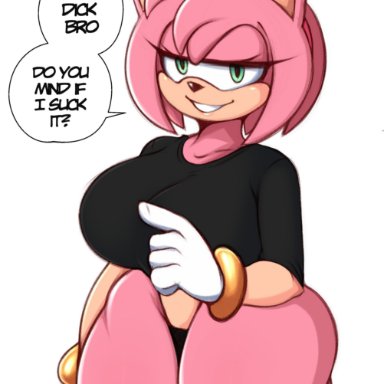 sega, sonic (series), sonic the hedgehog (series), amy rose, saltyxodium, 1girls, alternate breast size, anthro, breasts, female, furry, green eyes, hedgehog humanoid, huge breasts, large breasts