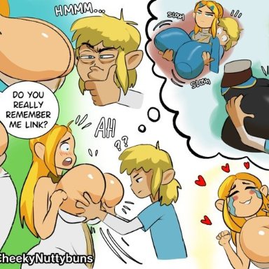 breath of the wild, nintendo, tears of the kingdom, the legend of zelda, link, link (breath of the wild), princess zelda, zelda (breath of the wild), cheekynuttybuns, 1boy, 1boy1girl, 1girls, :3, ass, big ass