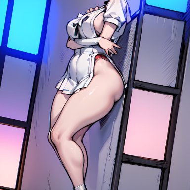 my hero academia, himiko toga, stable diffusion, big ass, big breasts, big butt, blonde hair, high heels, huge ass, huge breasts, maid apron, maid uniform, thick ass, thick thighs, thighs