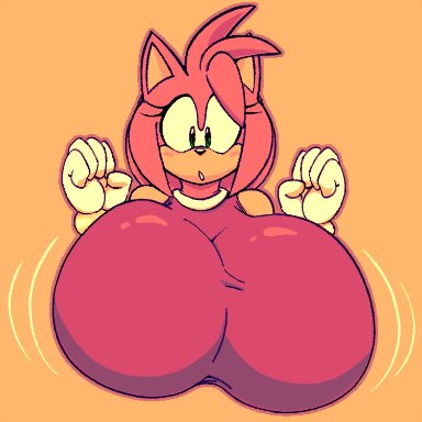 sega, sonic (series), amy rose, colacoot, breasts, female, fur, hedgehog, huge breasts, motion lines, video games, bust portrait