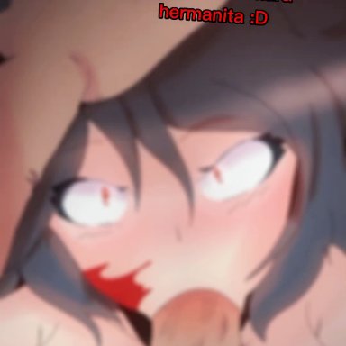 marie (huesosdry), huesosdry, black hair, blowjob, brother, brother and sister, camera, camera pov, camera view, job, looking at viewer, pov, red eyes, sister, yandere