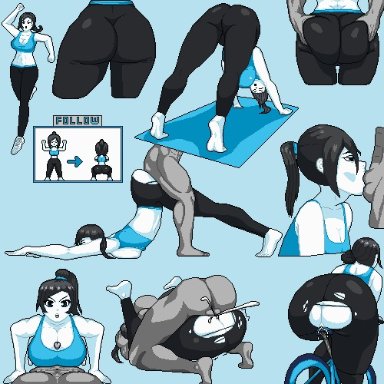 wii fit, wii fit trainer, baldur 89, ass, ass grab, balls, balls deep, big ass, black hair, blue skin, boobjob, butt, cum, cum in pussy, cum inside