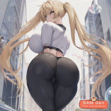 stable diffusion, 1girls, ass, bent over, big ass, big butt, blush, bubble ass, curvy, gigantic ass, huge ass, huge butt, leaning forward, long hair, looking at viewer