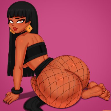 the road to el dorado, chel, drunkavocado, 1girls, ass, black hair, brown eyes, brown skin, dat ass, female, fishnets, goth, goth girl, gothic, huge ass