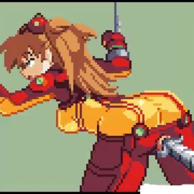 neon genesis evangelion, asuka langley sohryu, kyrieru, 1girls, angry, artificial insemination, ass, big belly, black border, blue eyes, bodysuit, bondage, bouncing breasts, brown hair, butt crack