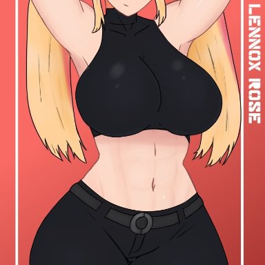 fortnite, fortnite: save the world, lennox rose (fortnite), armpits, big breasts, blonde hair, crop top, curvy, keyt 999, thick thighs