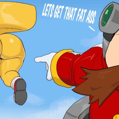 sega, sonic (series), sonic the hedgehog (series), dr. eggman, dr robotnik, mobian (species), tails, flait, anthro, ass, big ass, big butt, canid, canine, duo