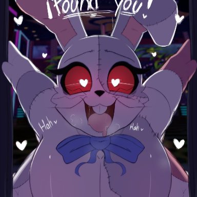 five nights at freddy's, vanny (fnaf), mojiuwu, 1girls, big breasts, black nose, blue bowtie, bowtie, breasts, buckteeth, bunny costume, bunny ears, bunny girl, bunnysuit, cute