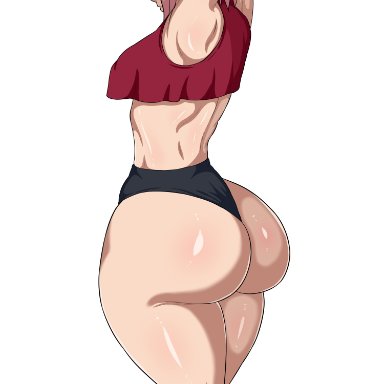 naruto, naruto (series), naruto shippuden, sakura haruno, grizzlyart, 1girls, adapted costume, arms up, ass bigger than head, ass focus, back view, bare legs, barely clothed, big ass, bloomers