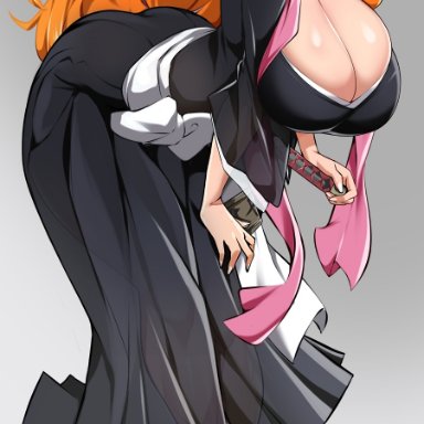 bleach, matsumoto rangiku, bayeuxman, 1girls, ass, beauty mark, big breasts, blue eyes, breasts, clothing, curvy, eyelashes, female, female focus, female only