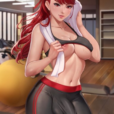 atlus, persona, persona 5, persona 5 royal, kasumi yoshizawa, exlic, 1futa, balls, bangs, big breasts, big penis, breasts, bulge, clothed, clothing