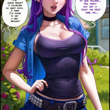 stardew valley, abigail (stardew valley), aroma sensei, 1girls, big breasts, breasts, busty, curvaceous, curvy, curvy figure, eyebrows, eyelashes, eyes, female, female focus