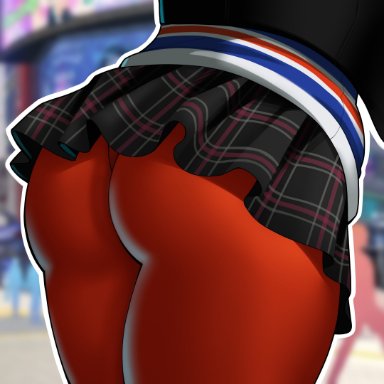 persona, persona 5, ann takamaki, mwxxxart, ass, ass focus, butt, female, red legwear, red pantyhose, thick thighs, thighs, tights, upskirt