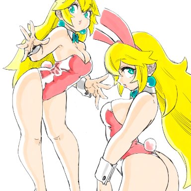 mario (series), princess peach, toshinoshin00, 1girls, animal ears, ass, bare legs, breasts, bunny ears, bunny girl, bunnysuit, fake animal ears, female, female only, leotard