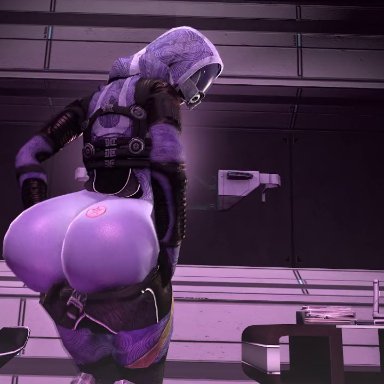 mass effect, quarian, tali'zorah nar rayya, rodler-h8, 1girls, alien, alien girl, ass, ass tattoo, big ass, bodysuit, breasts, breasts out, bubble butt, clothing