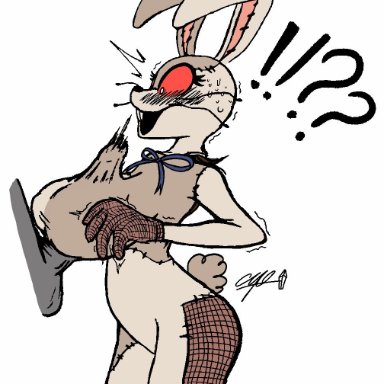 five nights at freddy's, vanny (fnaf), siroppeicrystal, 1girls, big breasts, blush, bunny costume, clothed, clothed paizuri, clothing, costume, dubious consent, fully clothed, fully clothed female, paizuri