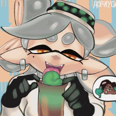 nintendo, splatoon, splatoon 2, inkling, marie (splatoon), marina (splatoon), octarian, octoling, hornygami, 1futa, 1girls, 5 fingers, animal humanoid, beauty mark, big penis