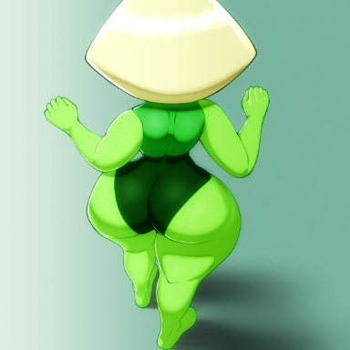 steven universe, gem (species), peridot (steven universe), n-kosi, n-kosi (coloring), 1girls, ass, barefoot, big ass, blonde hair, bottom heavy, bubble butt, clothing, dat ass, dumptruck ass