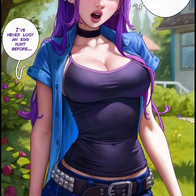 stardew valley, abigail (stardew valley), aroma sensei, 1girls, big breasts, breasts, busty, curvaceous, curvy, curvy figure, eyebrows, eyelashes, eyes, female, female focus