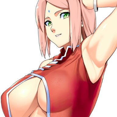 boruto: naruto next generations, naruto, sakura haruno, 4:5 ratio, alternative bust size, armpits, asumo (asb12as), bare arms, bob cut, bracelet, breasts, clothing, facial mark, female, female only