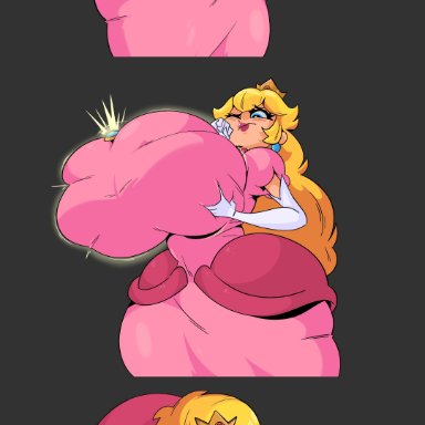 mario (series), nintendo, princess peach, wolf after hours, wolfafterhours, 1girls, big breasts, blonde hair, breast expansion, breasts, breasts bigger than head, breasts bigger than torso, breasts on floor, enormous breasts, expansion