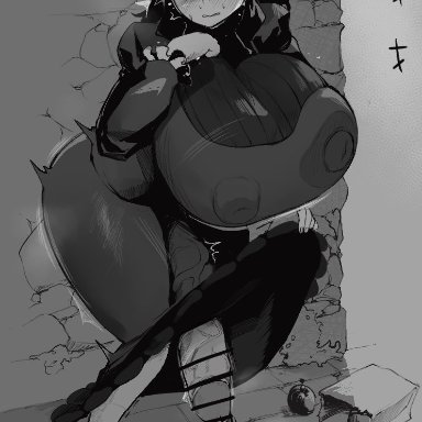 pokemon, hex maniac, ssenko, 1futa, after orgasm, against wall, alley, big breasts, big penis, black hair, blush, breasts, clenched hand, clothed, clothing