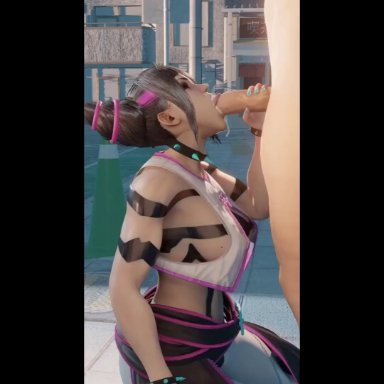 street fighter, juri han, crisisbeat, delalicious3, rigid3d, thenaysayer34, 1boy, athletic female, black hair, blowjob face, bracelet, clothed female, clothed female nude male, clothing, collar