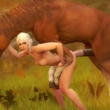 the witcher (series), character request, ciri, darktronicksfm, bestiality, horse, zoophilia, 3d, animated, tagme, video