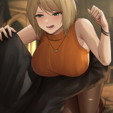 resident evil, resident evil 4, resident evil 4 remake, ashley graham, ashley graham (ella freya), kuronerinka, angry, angry face, big breasts, blonde hair, carrying, clothing, female, female focus