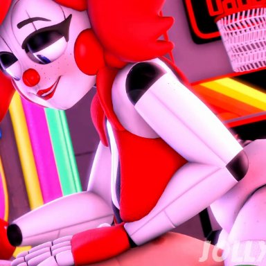 five nights at freddy's, sister location, baby (fnafsl), circus baby, circus baby (fnaf), so87baby, summer of 87 baby, jollyferret, 69, 69 position, animatronic, animatronic female, ass, blue eyes, breasts