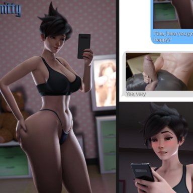 blizzard entertainment, overwatch, overwatch 2, lena oxton, tracer, smitty34, 1girls, ass, athletic, athletic female, big ass, big breasts, biting lip, bottom heavy, breasts