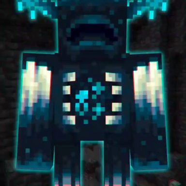 minecraft, tiktok, warden (minecraft), ram saku, blind, bouncing breasts, dancing, eyeless, glowing, 2d, 2d (artwork), 2d animation, animated, rule 63, sound