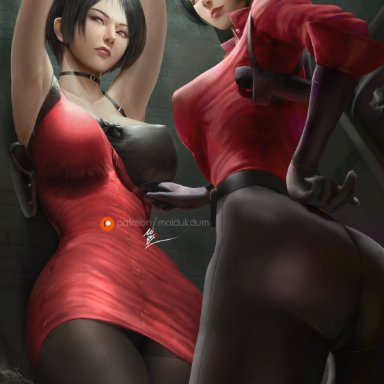 resident evil, resident evil 6, ada wong, moidukdum, 2girls, asian, asian female, ass, big ass, big boobs, big breasts, big butt, black hair, butt, captured