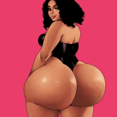 jay-marvel, 1girls, back view, big ass, big butt, black hair, bubble butt, dark-skinned female, dark skin, dat ass, fat ass, female, female focus, female only, huge ass