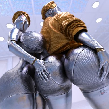 atomic heart, the twins (atomic heart), evolluisionist, 2girls, ass, breasts, female, female only, huge ass, huge breasts, robot, 3d