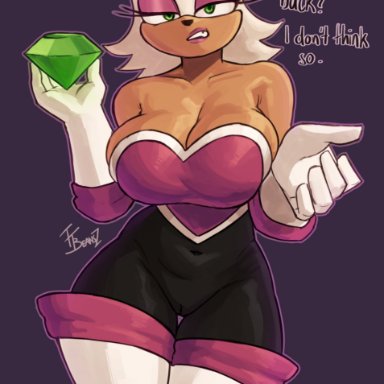 sega, sonic (series), sonic the hedgehog (series), rouge the bat, titobeansz, 1girls, anthro, armwear, bat ears, big breasts, chaos emerald, chiropteran, eyelashes, female, female only