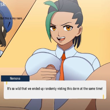 pokemon, nemona (pokemon), pokemon trainer, solodusk57, 1boy, 1futa, anal, anal sex, big ass, big breasts, blowing, blowjob, bottomless, clapping cheeks, clothed