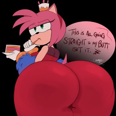 sonic (series), sonic the hedgehog (series), the murder of sonic the hedgehog, amy rose, ota (artist), 1girls, anthro, ass, ass focus, ass in dress, big ass, bottom heavy, breasts, bubble butt, cake