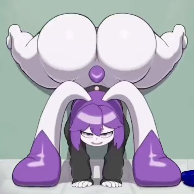 valrie (valriedough), flait, anthro, anus, ass, big ass, big butt, bottomless, clothed, clothing, dipstick ears, female, genitals, hair, handstand