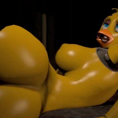 five nights at freddy's, fuck nights at frederika's, chica (fnaf), toy chica (fnaf), lockjawsfm, ambiguous penetration, animatronic, avian, beak, bird, blue eyes, fucked silly, moan, moaning, tongue out