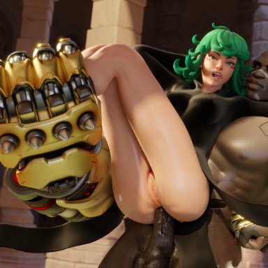 one-punch man, overwatch, doomfist, kiriko (overwatch), tatsumaki (cosplay), blankpins, 1boy, 1girls, alternate costume, anal, anal sex, anus, asian, ass, balls